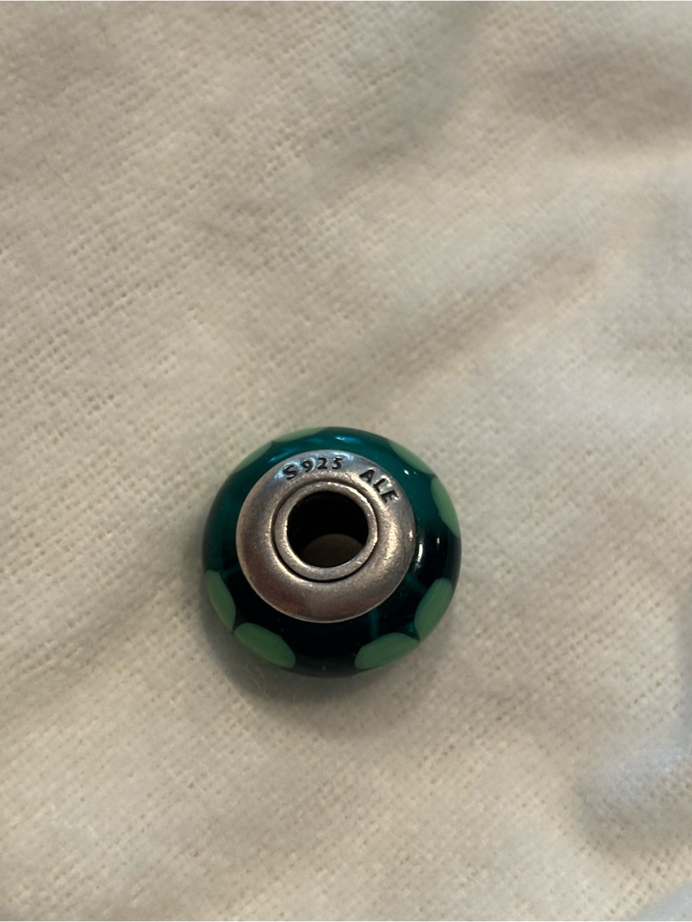 Pandora Murano Green Glass Bead with Floral Accent
